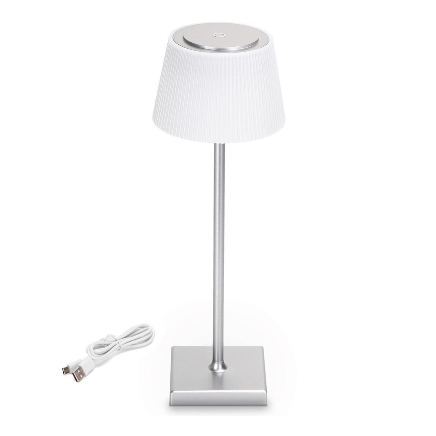 Aigostar - LED Outdoor dimmable rechargeable table lamp LED/4W/5V 3600mAh white/matte chrome IP54