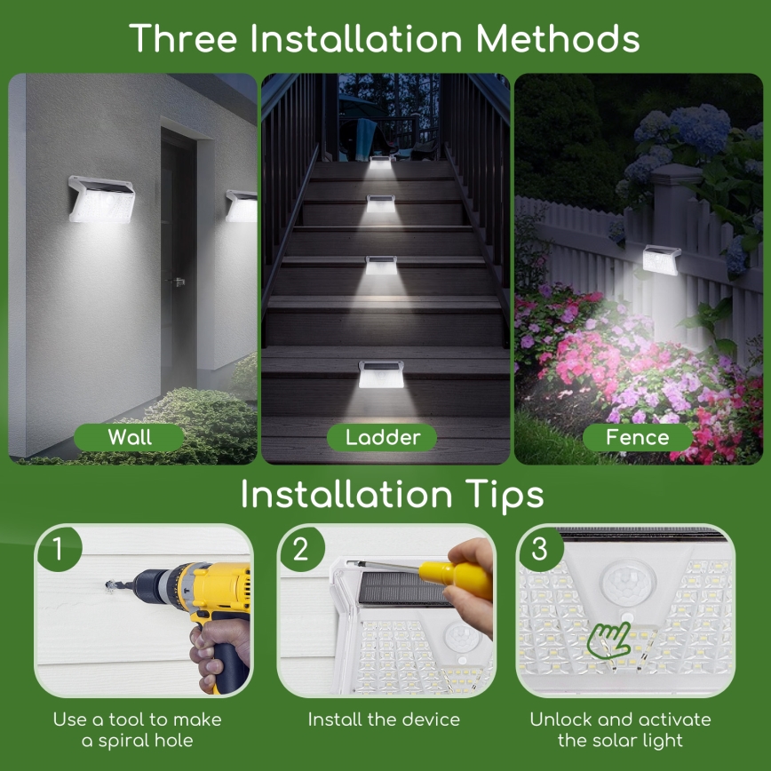 Aigostar - LED Outdoor solar light with a sensor LED/2,4W/5V IP65