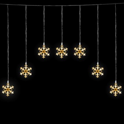 Aigostar - LED Outdoor String Lights 84 LEDs / 8 Light Modes, 1.2 x 1 m, IP44, Warm White, Snowflake Design