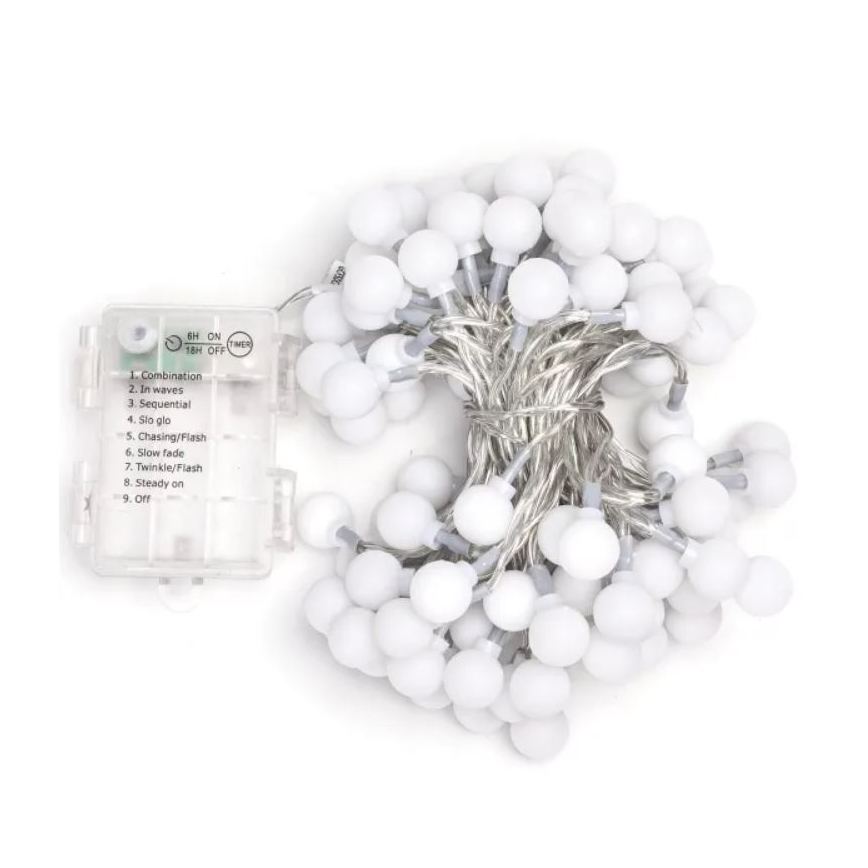 Aigostar - LED Outdoor String Lights, 100 LEDs, Battery-Powered (3×AA), 8 Modes, 10.3 m, IP44, Warm White