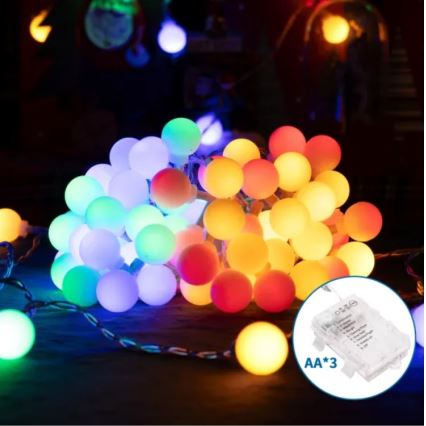 Aigostar - LED Outdoor String Lights 100 LEDs/3x AA/8 lighting modes 10.3 m IP44 multicolor