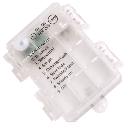 Aigostar - LED Outdoor String Lights 100 LEDs / 8 Functions 3xAA 10.3 m IP44 Warm White