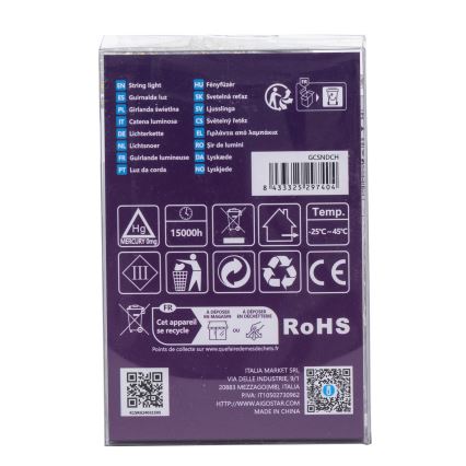 Aigostar - LED Outdoor String Lights 100 LEDs / 8 modes 3xAA 10.3 m IP44 Warm White