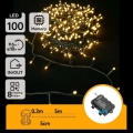 Aigostar - LED Outdoor String Lights 100 LEDs/8 Modes 3xAA 5.3 m IP44 Warm White