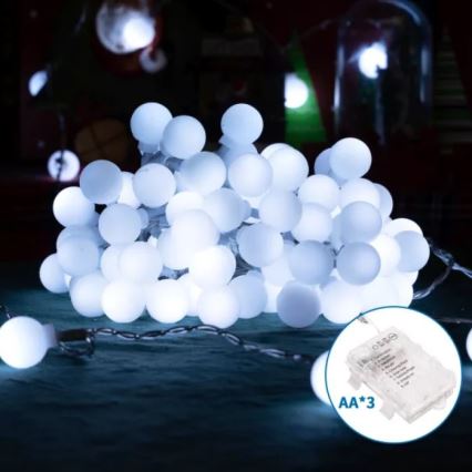 Aigostar - LED Outdoor Christmas string lights 100xLED/3xAA/8 modes 10,3 m IP44 cool white