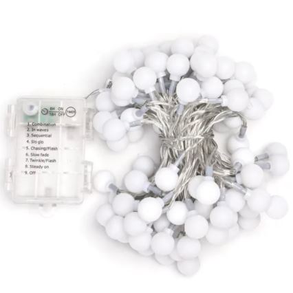 Aigostar - LED Outdoor Christmas string lights 100xLED/3xAA/8 modes 10,3 m IP44 cool white
