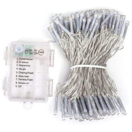 Aigostar - LED Outdoor String Lights, 150 LEDs, 8 functions, 3xAA, 15.3 m, IP44, Warm White