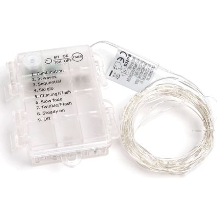 Aigostar - LED Outdoor String Lights, 150 LEDs / 8 Modes / Battery 3×AA, 15.3 m, IP44, Cool White