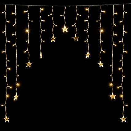 Aigostar - LED Outdoor String Lights, 168 LEDs / 8 Functions, 3 x 1.5 m, IP44, Warm White, Star-shaped