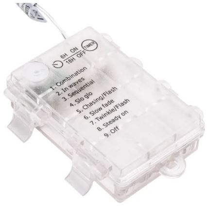 Aigostar - LED Outdoor String Lights 25xLED / 3xAA / 8 functions, 2.8 m, IP44, Cool White