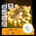 Aigostar - LED Outdoor String Lights, 50 LEDs / 3×AA / 8 modes, 5.3 m, IP44, Warm White