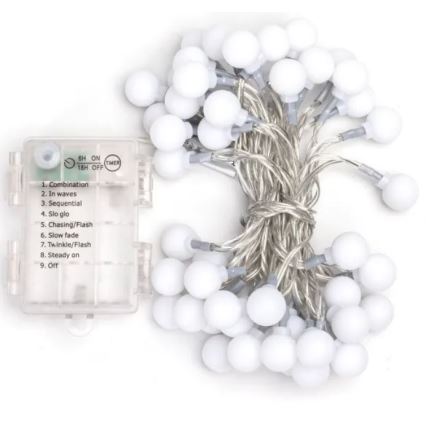 Aigostar - LED Outdoor Christmas String Lights 50 LEDs/3xAA/8 functions 5.3 m IP44 Cool White