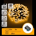 Aigostar - LED Outdoor String Lights 50xLED/8 Modes 3xAA 5.3m IP44 Warm White