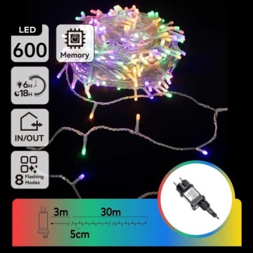 Aigostar - LED Outdoor String Lights 600xLED/8 Functions 30m IP44 Multicolor