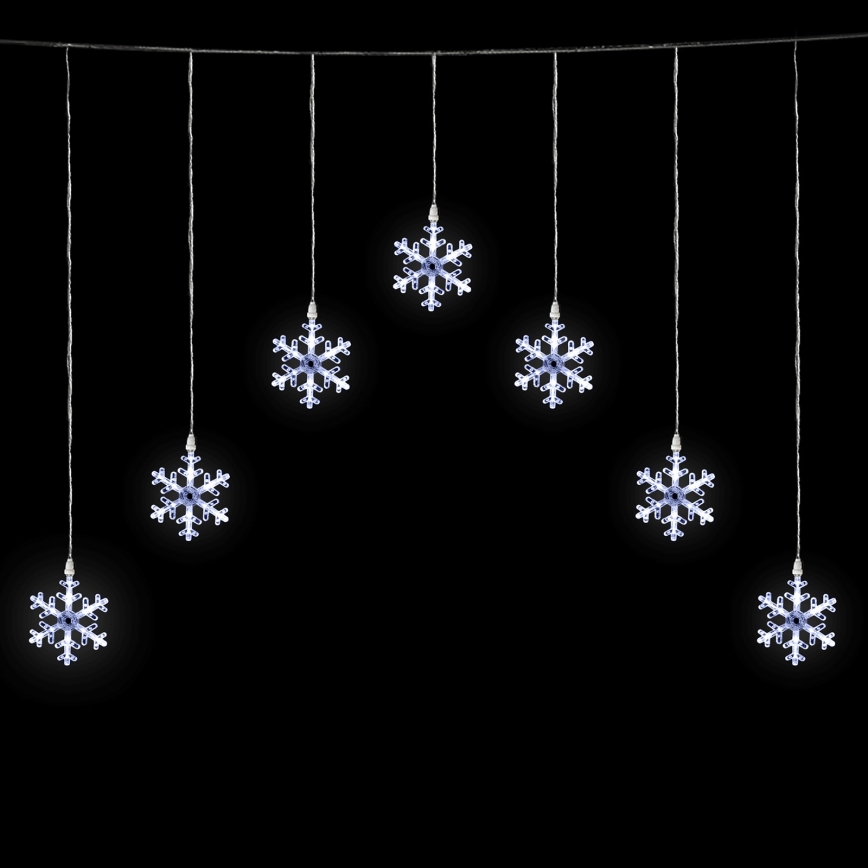 Aigostar - LED Outdoor String Lights, 84 LEDs / 8 Functions, 1,2x1m, IP44, Cool White, Snowflake Design