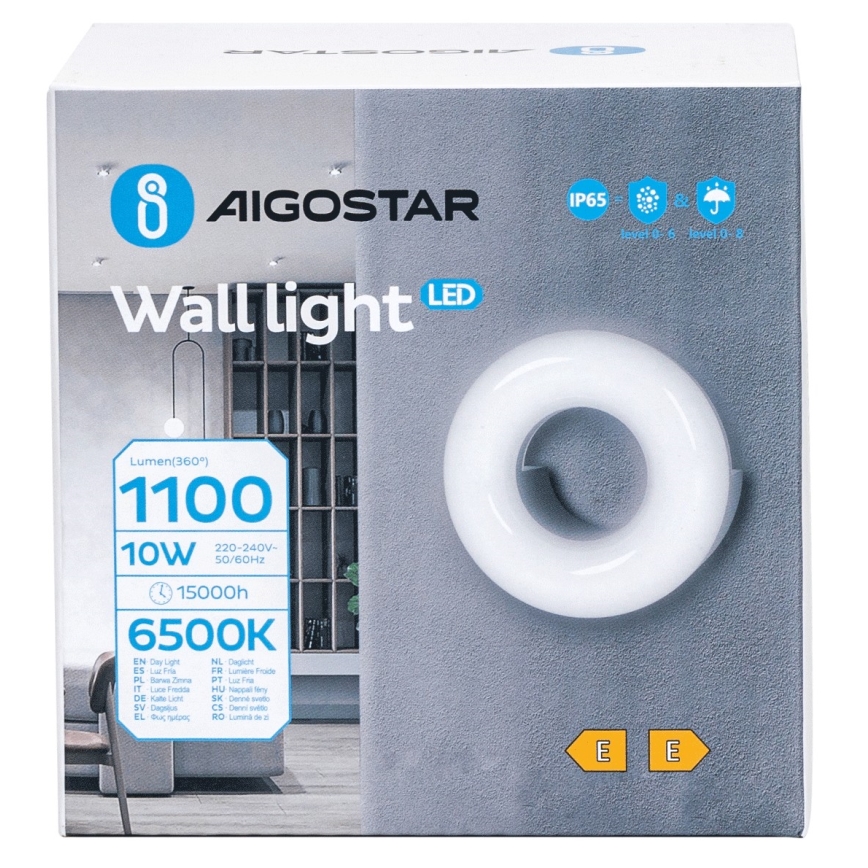 Aigostar - LED Outdoor wall light LED/10W/230V 6500K IP65 black