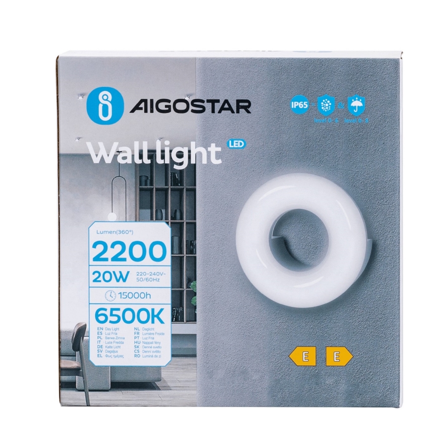 Aigostar - LED Outdoor wall light LED/20W/230V 6500K IP65 black