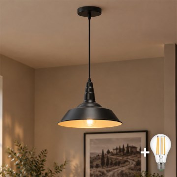 Aigostar - LED pendant lamp on cable 1xE27/60W/230V Ø 36 cm black