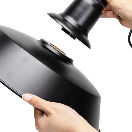 Aigostar - LED pendant lamp on cable 1xE27/60W/230V Ø 36 cm black