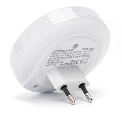 Aigostar - Plug-in LED Night Light with Dusk Sensor and USB LED/0,4W/230V