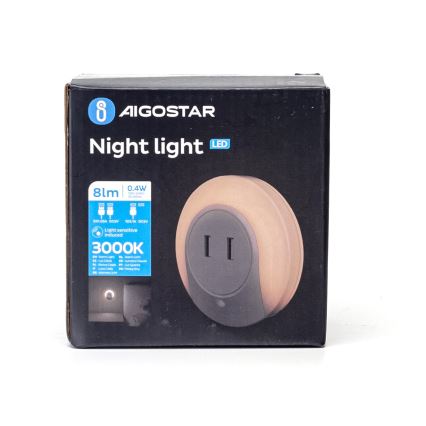 Aigostar - Plug-in LED Night Light with Dusk Sensor and USB LED/0,4W/230V