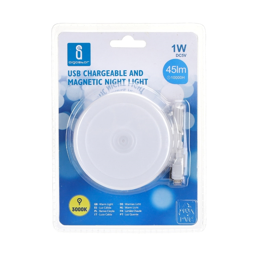 Aigostar - LED Portable night light LED/1W/5V 3000K + USB