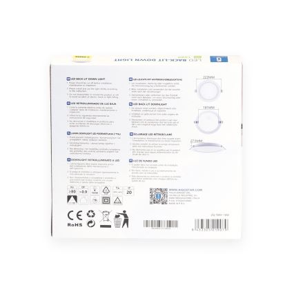 Aigostar - LED Recessed Ceiling Light LED/18W/230V 3000K Ø 22.2 cm White