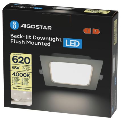 Aigostar - LED Recessed Downlight 6W/230V 4000K 12x12 cm White
