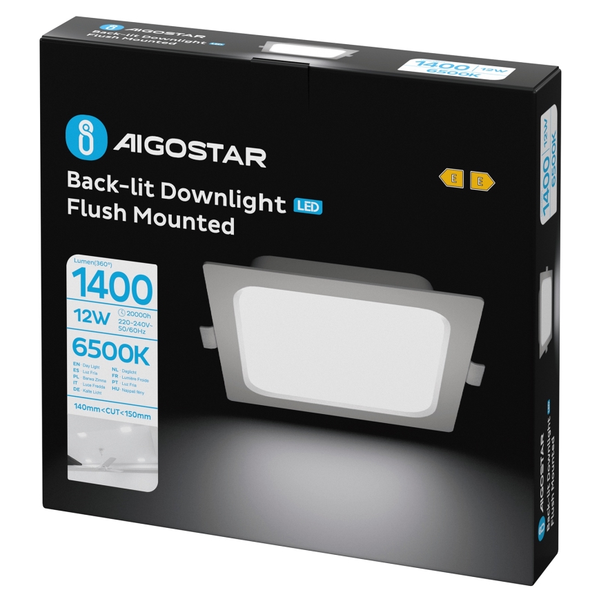 Aigostar - LED Recessed Downlight LED/12W/230V 6500K 17,5x17,5 cm white