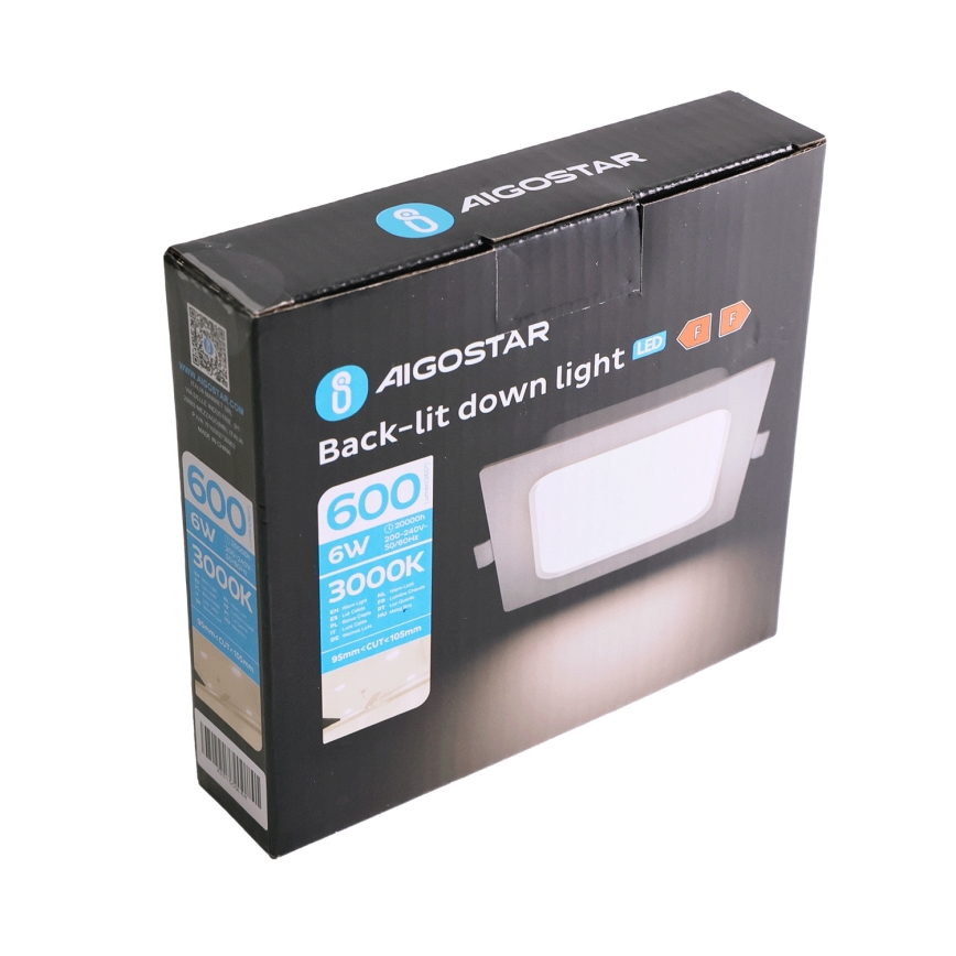 Aigostar - LED Recessed Downlight LED/6W/230V 3000K 12x12 cm White