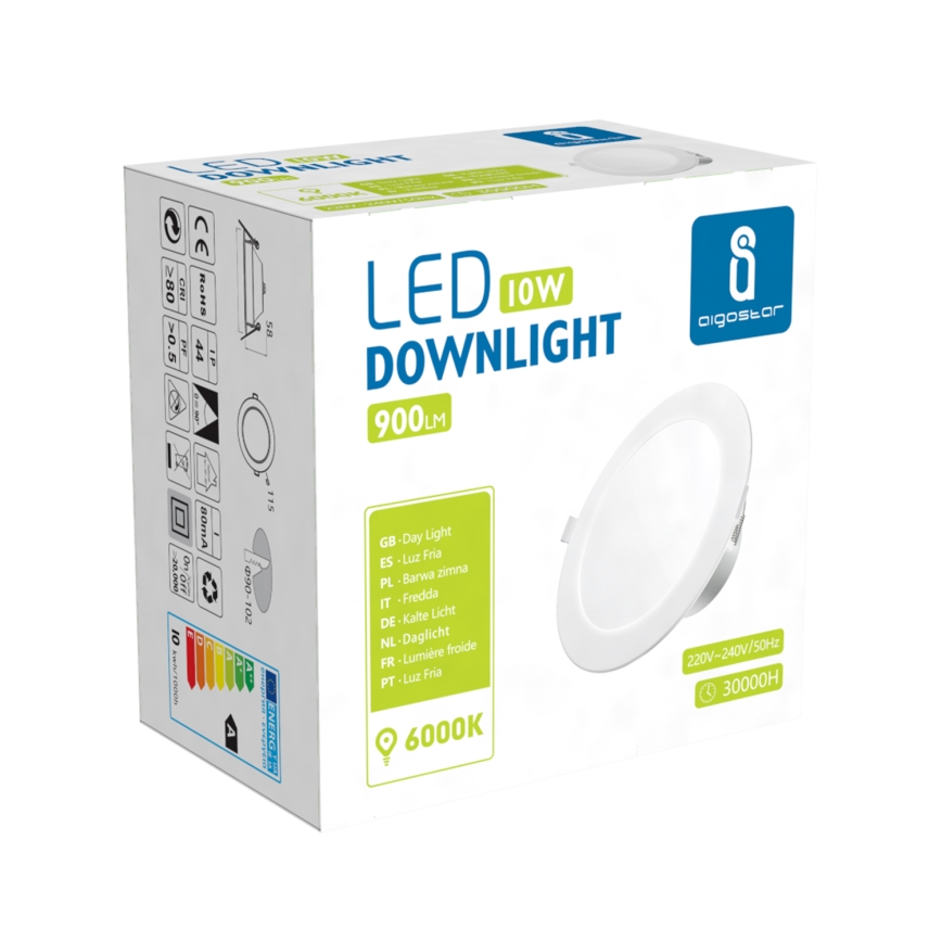 Aigostar - LED Bathroom recessed light LED/10W/230V 6000K IP44 d. 11,5 cm white