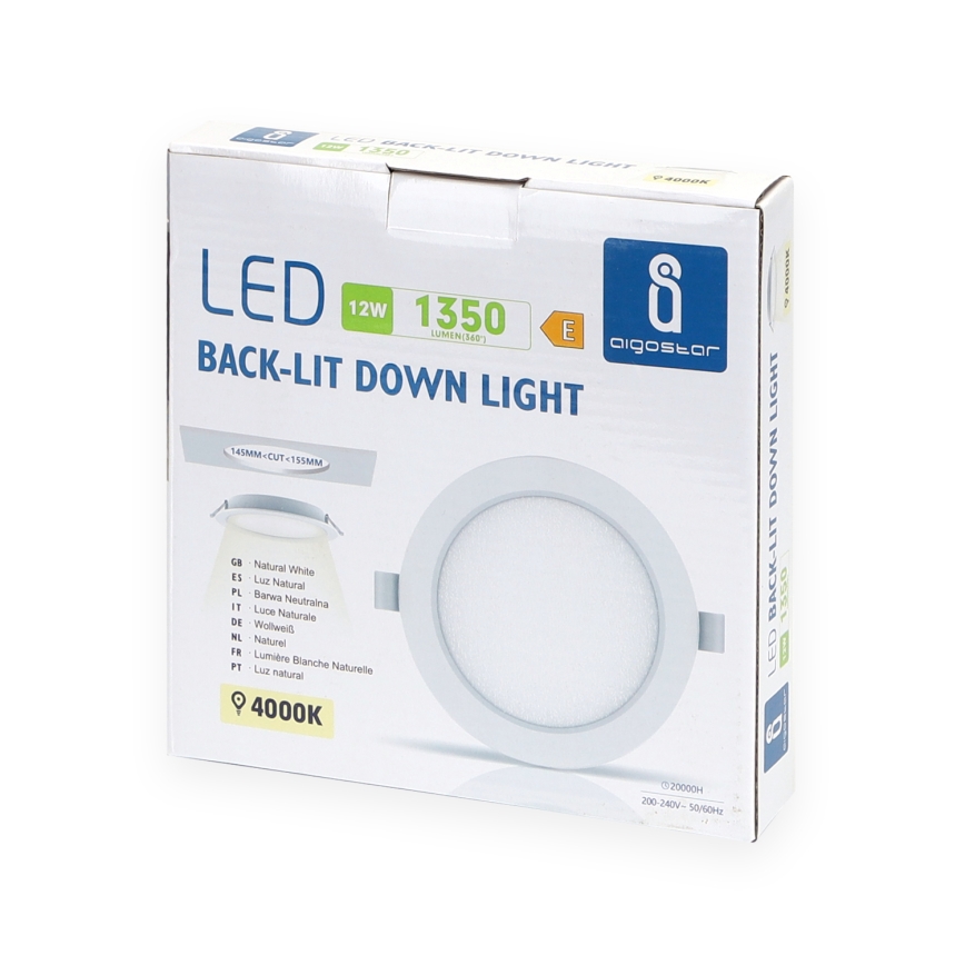 Aigostar - LED Recessed light LED/12W/230V 4000K d. 17,5 cm white