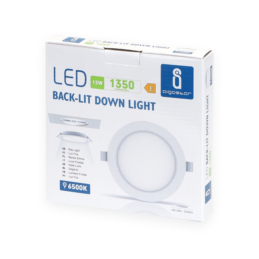 Aigostar - LED Recessed light LED/12W/230V 6500K d. 17,5 cm white