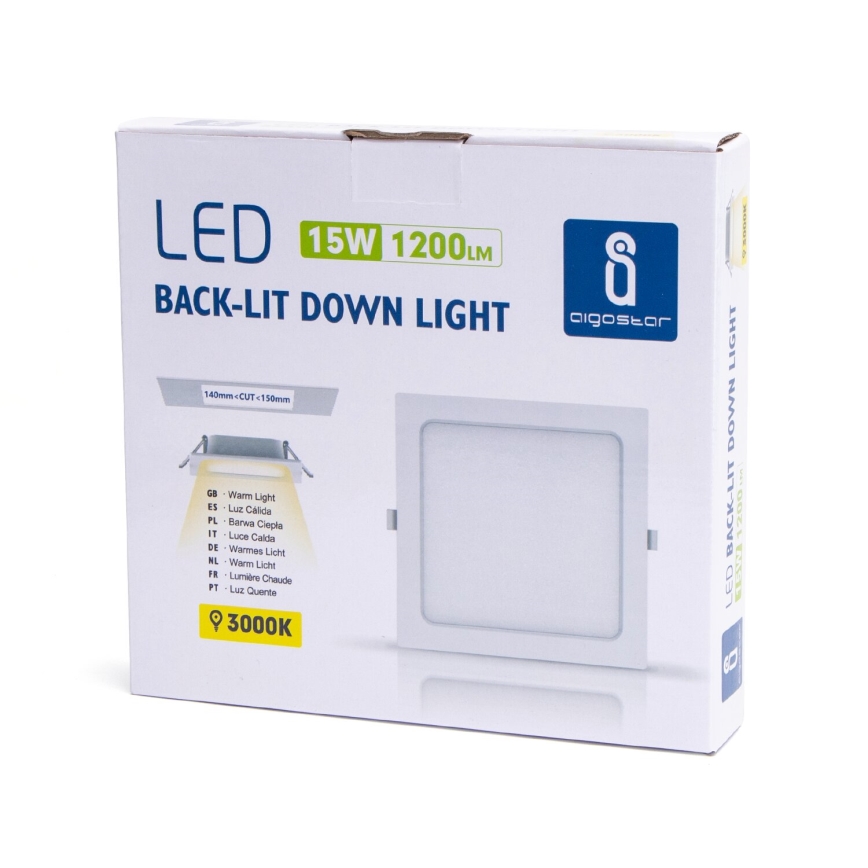 Aigostar - LED Recessed light LED/15W/230V 17,5x17,5 cm 3000K white