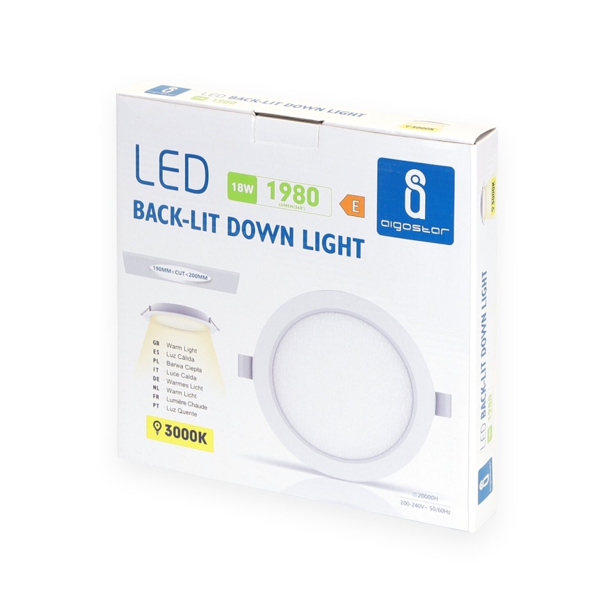 Aigostar - LED Recessed light LED/18W/230V 3000K d. 27,5 cm white