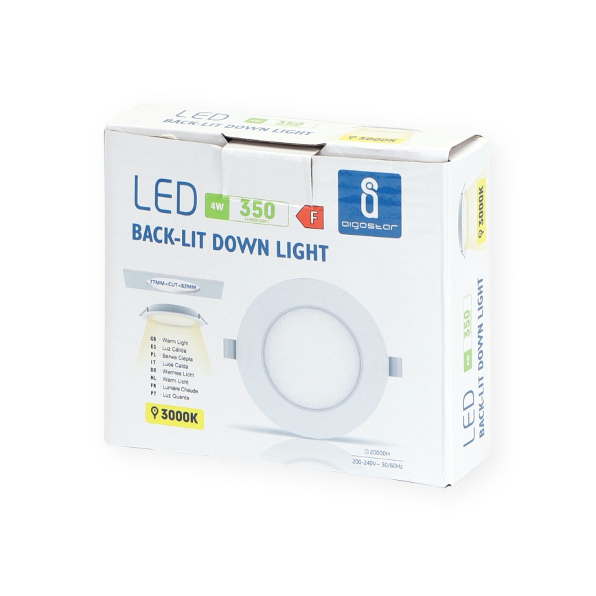 Aigostar - LED Recessed light LED/4W/230V 3000K d. 9,8 cm white
