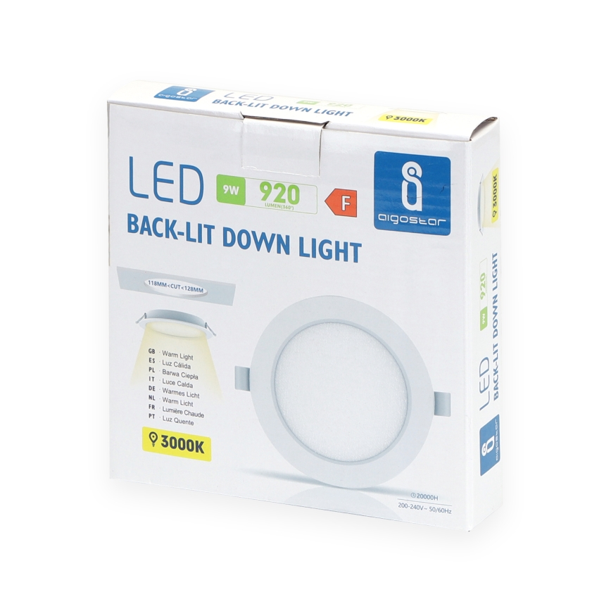 Aigostar - LED Recessed light LED/9W/230V 3000K d. 11,8 cm white