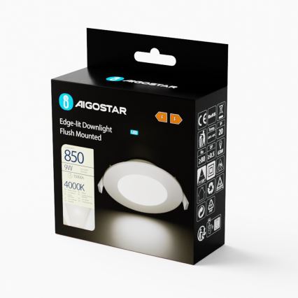Aigostar - LED Recessed light ULTRATHIN LED/9W/230V 4000K white