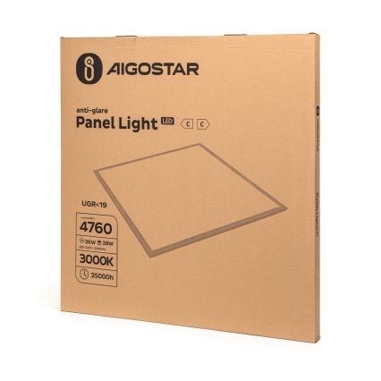 Aigostar - Recessed LED Ceiling Panel LED/28W/230V High Efficiency UGR19 3000K 59,5x59,5 cm