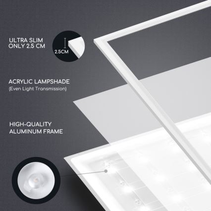 Aigostar - LED Recessed panel LED/40W/230V 3000K/4000K/6500K 60x60cm white