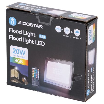Aigostar - RGB LED Dimmable Floodlight LED/10W/230V IP65 + Remote Control