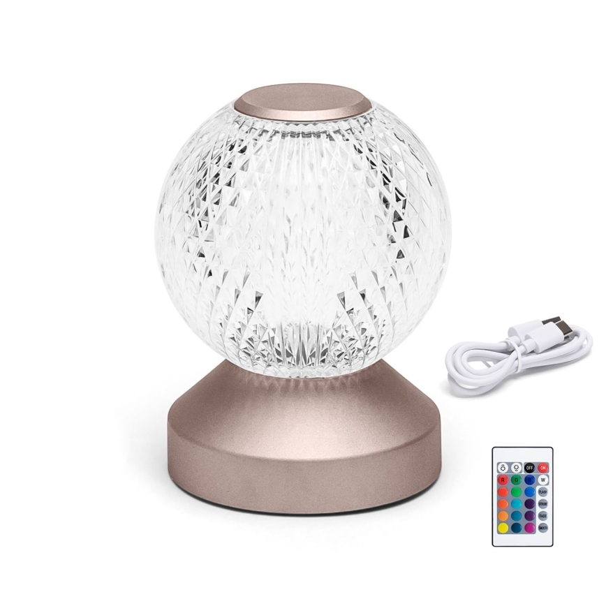 Aigostar - LED RGB Dimmable rechargeable table lamp LED/1W/5V 1800mAh 13,5 cm + remote control