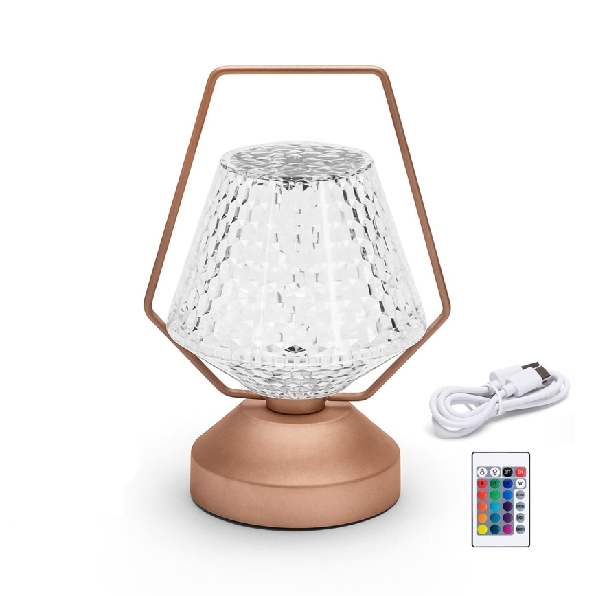 Aigostar - LED RGB Dimmable rechargeable table lamp LED/1W/5V 1800mAh 20 cm + remote control