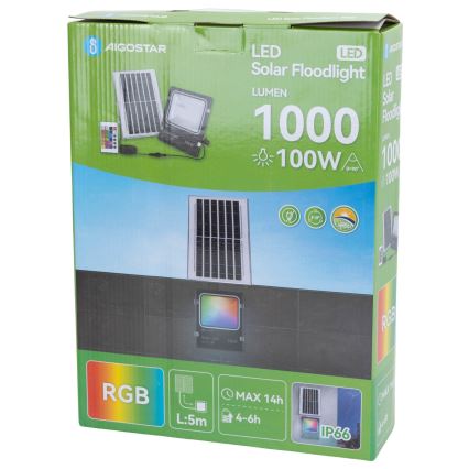 Aigostar - LED RGB Dimmable solar floodlight LED/100W/3,2V IP66 + remote control