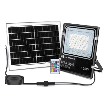 Aigostar - LED RGB Dimmable solar floodlight LED/150W/3,2V IP66 + remote control
