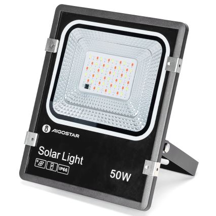 Aigostar - LED RGB Dimmable solar floodlight LED/50W/3,2V IP66 4000 mAh + remote control