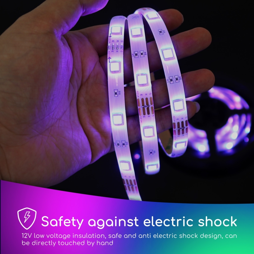 Aigostar - LED RGB Dimmable strip 3m LED/24W/12/230V IP65 + remote control