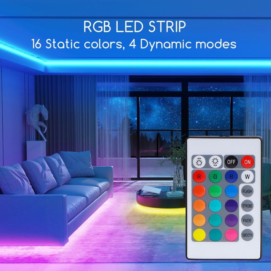 Aigostar - LED RGB Dimmable strip 3m LED/24W/12/230V IP65 + remote control