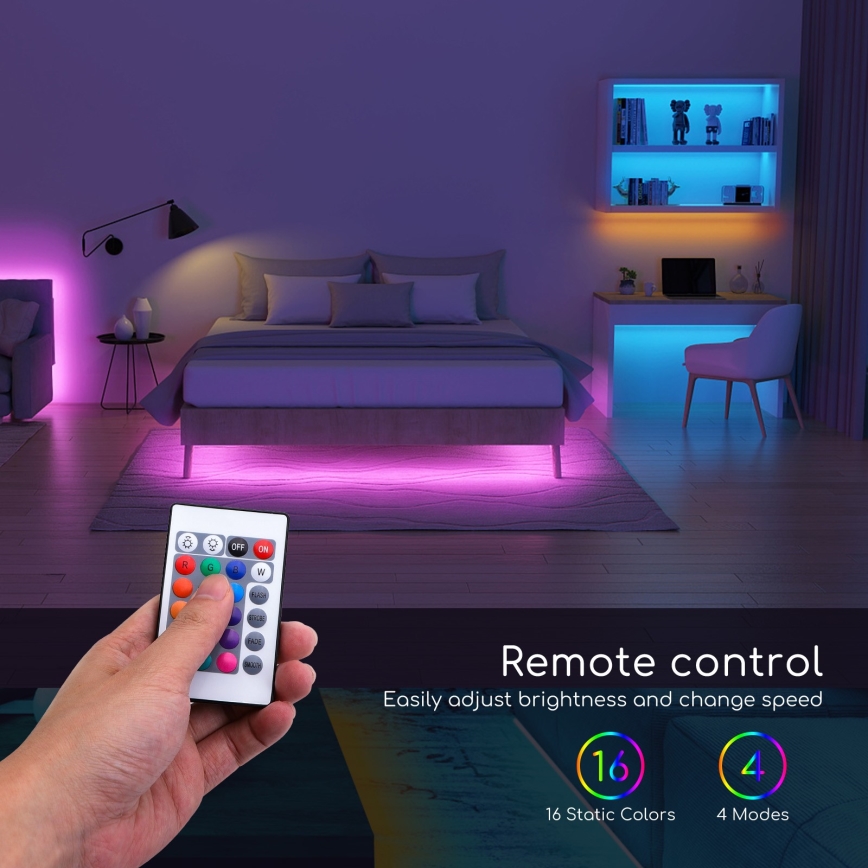 Aigostar - LED RGB Dimmable strip 3m LED/24W/12/230V IP65 + remote control