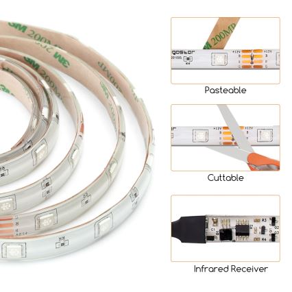 Aigostar - LED RGB Dimmable strip 3m LED/24W/12/230V IP65 + remote control